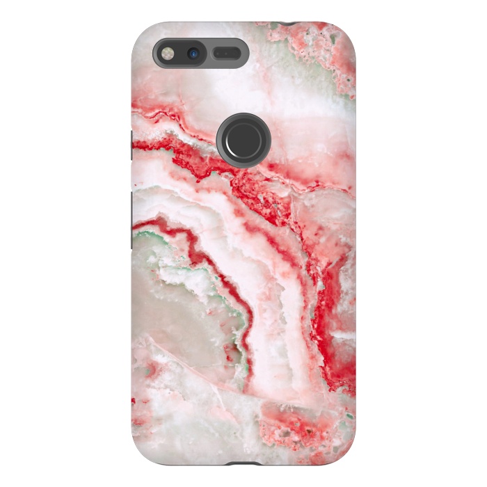 Pixel XL StrongFit Coral Red Veined Agate by  Utart