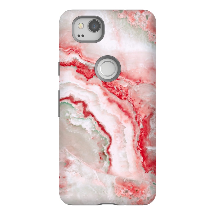 Pixel 2 StrongFit Coral Red Veined Agate by  Utart