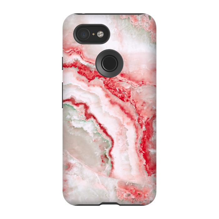 Pixel 3 StrongFit Coral Red Veined Agate by  Utart