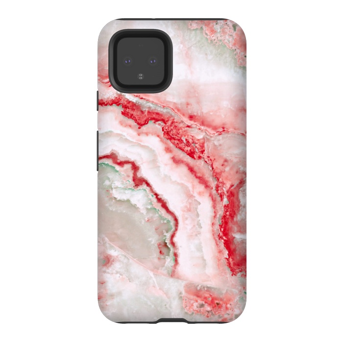 Pixel 4 StrongFit Coral Red Veined Agate by  Utart
