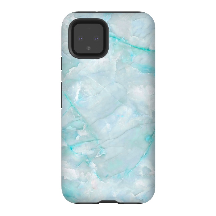 Pixel 4 StrongFit Light Blue Veined Agate by  Utart