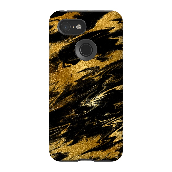 Pixel 3 StrongFit Black and Gold Marble by  Utart