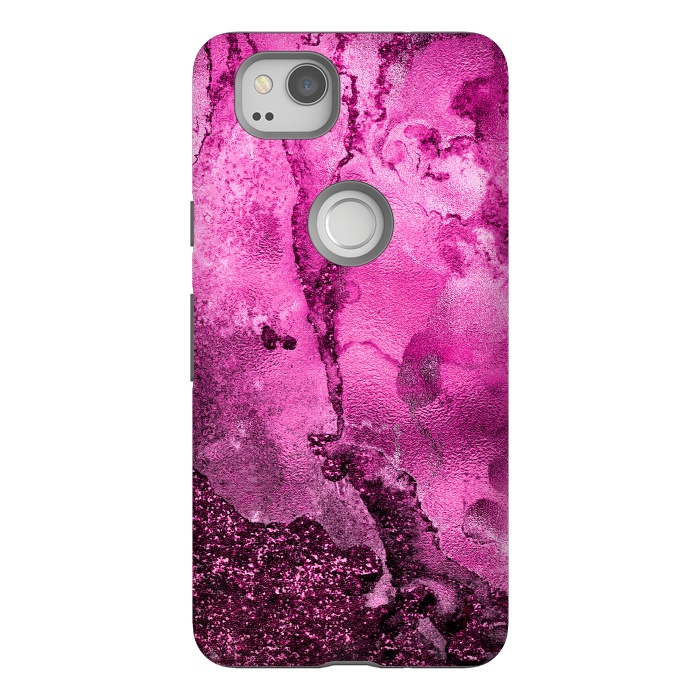 Pixel 2 StrongFit Purple and Pink Glittering Ink Marble by  Utart