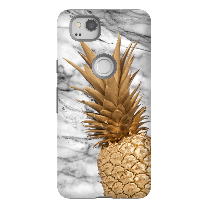 Pixel 2 StrongFit Gold Pineapple on Marble by  Utart
