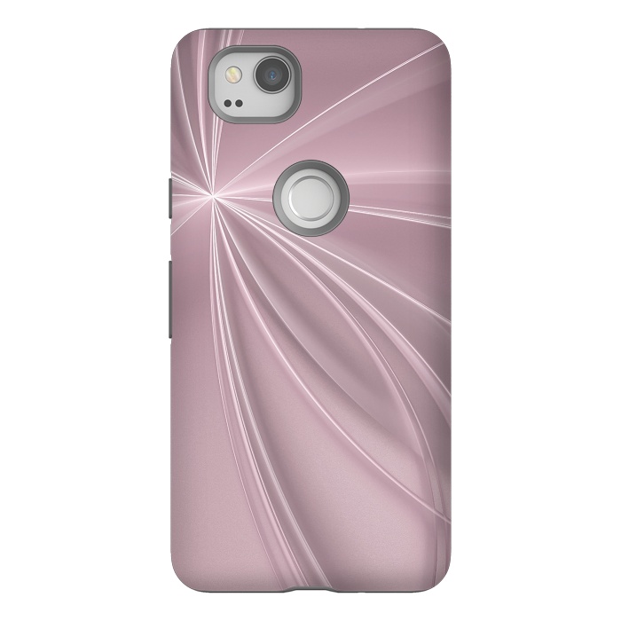 Pixel 2 StrongFit Fractal Light Rays Soft Pink by Andrea Haase