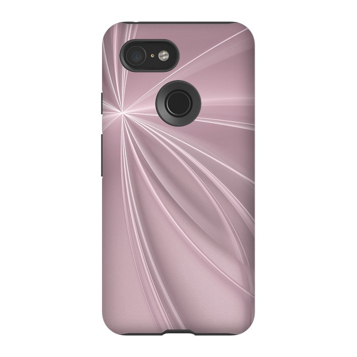 Pixel 3 StrongFit Fractal Light Rays Soft Pink by Andrea Haase