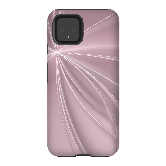 Pixel 4 StrongFit Fractal Light Rays Soft Pink by Andrea Haase