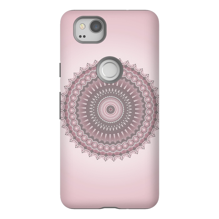 Pixel 2 StrongFit Soft Pink Mandala Design by Andrea Haase