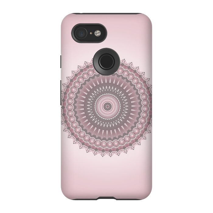 Pixel 3 StrongFit Soft Pink Mandala Design by Andrea Haase