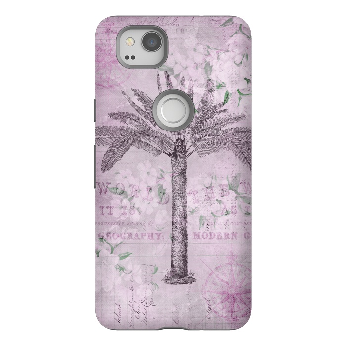 Pixel 2 StrongFit Vintage Palm Tree Art by Andrea Haase