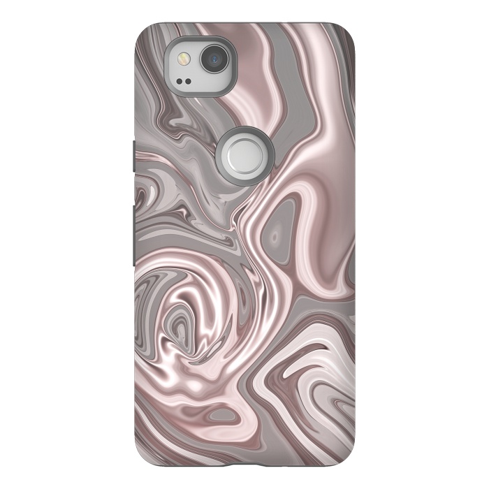 Pixel 2 StrongFit Rose Gold Gray Marbled Paint by Andrea Haase