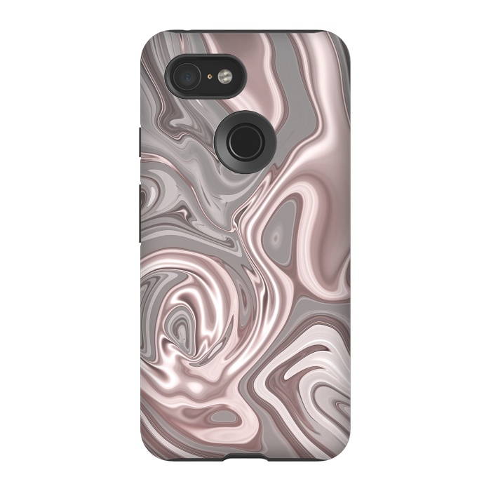 Pixel 3 StrongFit Rose Gold Gray Marbled Paint by Andrea Haase