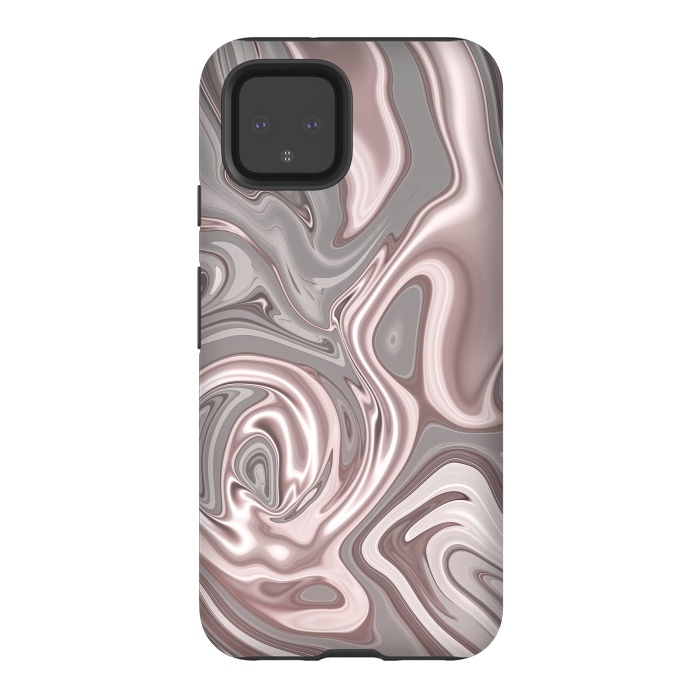 Pixel 4 StrongFit Rose Gold Gray Marbled Paint by Andrea Haase