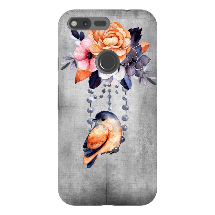 Pixel XL StrongFit Vintage flowers and bird by  Utart