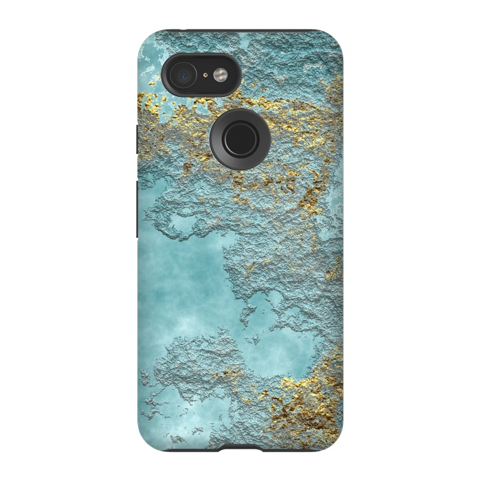 Pixel 3 StrongFit Gold Teal Minearal by Andrea Haase