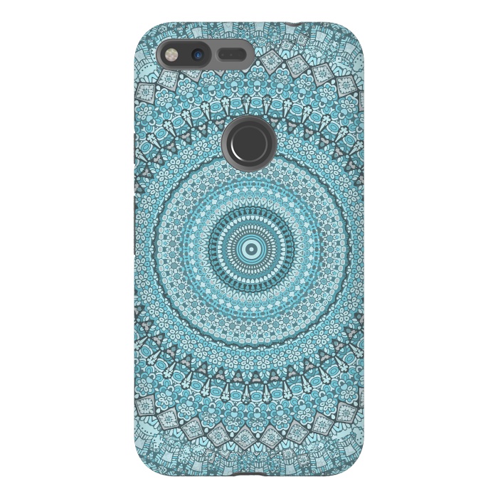 Pixel XL StrongFit Teal Turquoise Mandala by Andrea Haase