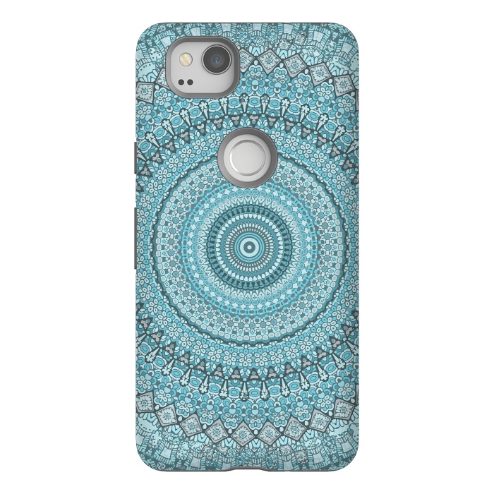 Pixel 2 StrongFit Teal Turquoise Mandala by Andrea Haase