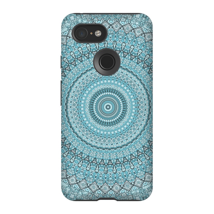 Pixel 3 StrongFit Teal Turquoise Mandala by Andrea Haase