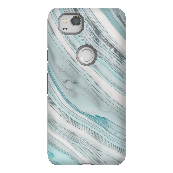 Pixel 2 StrongFit Teal Marble Elegance 2 by Andrea Haase