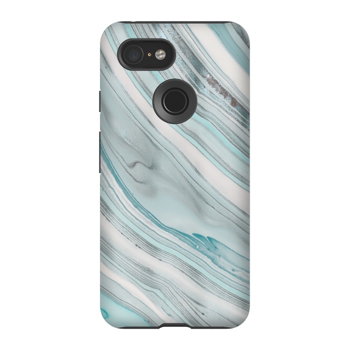 Pixel 3 StrongFit Teal Marble Elegance 2 by Andrea Haase