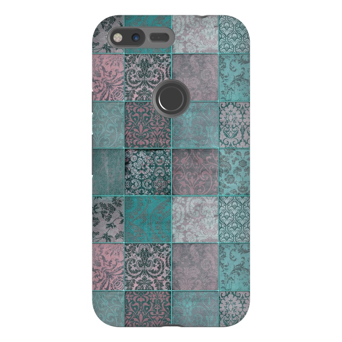 Pixel XL StrongFit Vintage Teal Patchwork by Andrea Haase