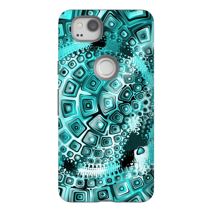 Pixel 2 StrongFit Teal Blue Fractal 2 by Andrea Haase