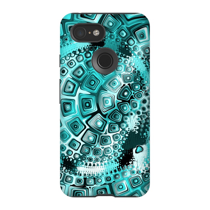 Pixel 3 StrongFit Teal Blue Fractal 2 by Andrea Haase
