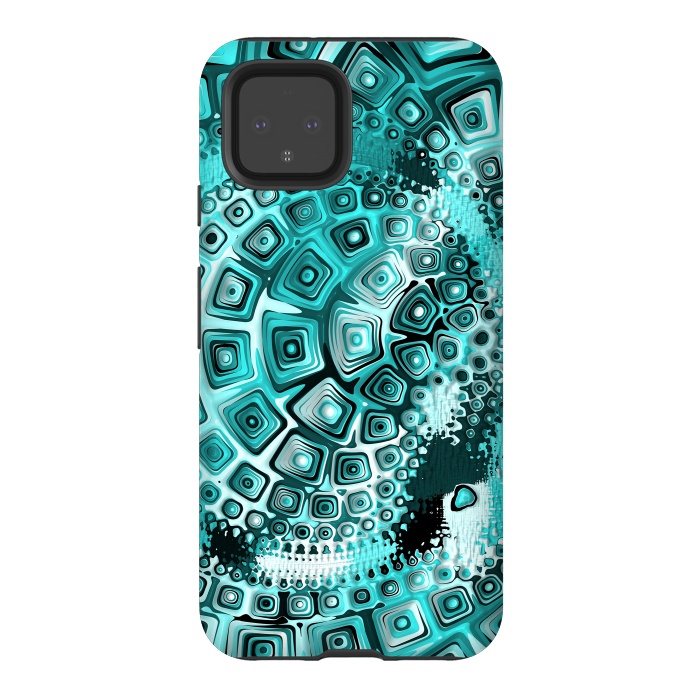 Pixel 4 StrongFit Teal Blue Fractal 2 by Andrea Haase