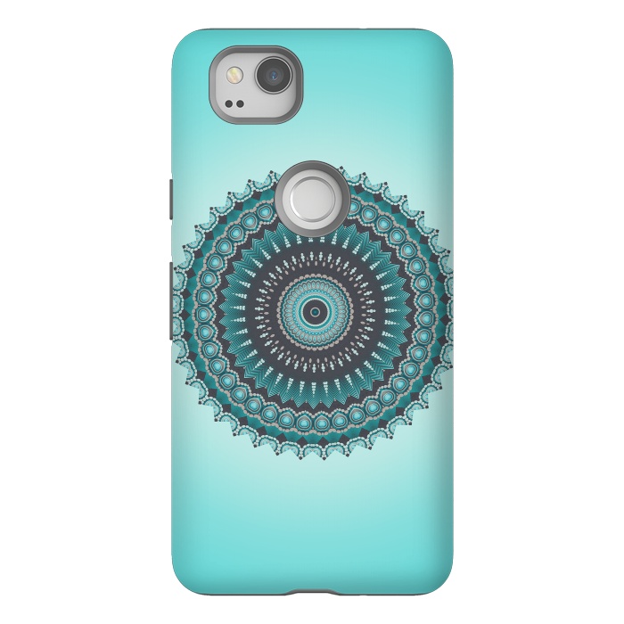 Pixel 2 StrongFit Mandala Turquoise 2 by Andrea Haase
