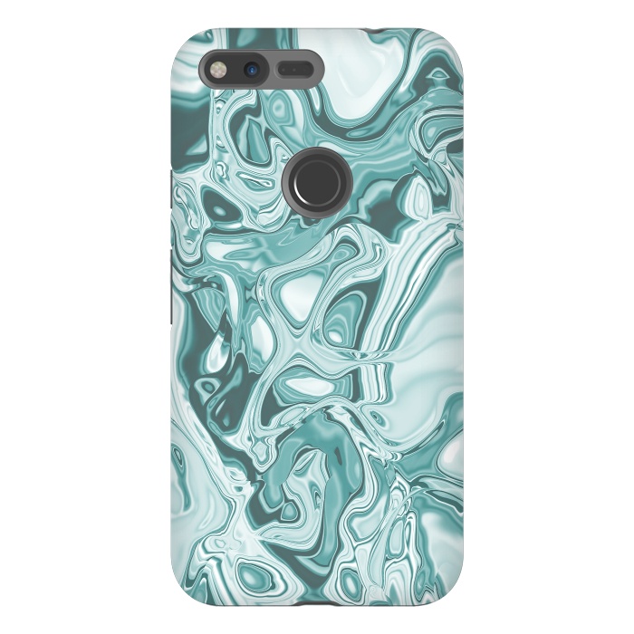 Pixel XL StrongFit Faux Marble Teal Green 2 by Andrea Haase