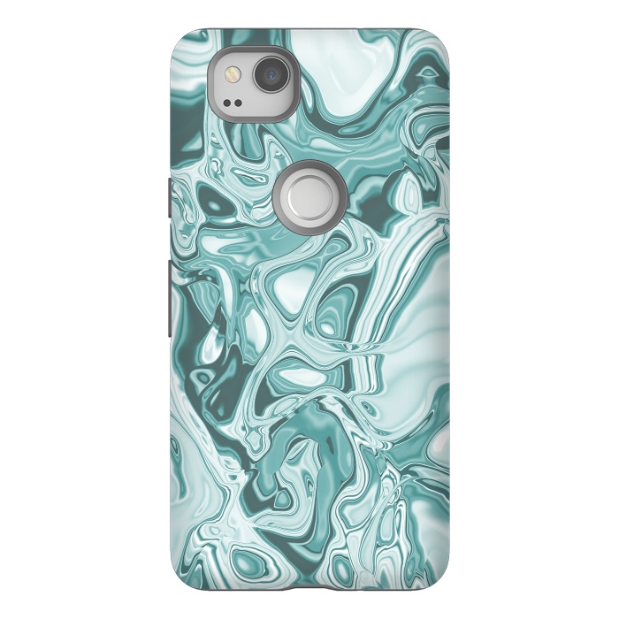Pixel 2 StrongFit Faux Marble Teal Green 2 by Andrea Haase