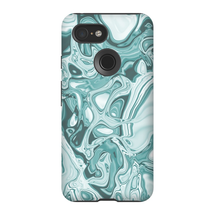 Pixel 3 StrongFit Faux Marble Teal Green 2 by Andrea Haase