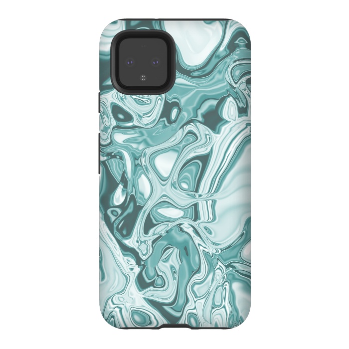Pixel 4 StrongFit Faux Marble Teal Green 2 by Andrea Haase