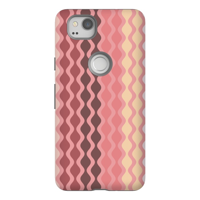 Pixel 2 StrongFit Falling Waves in Pink and Brown by Paula Ohreen