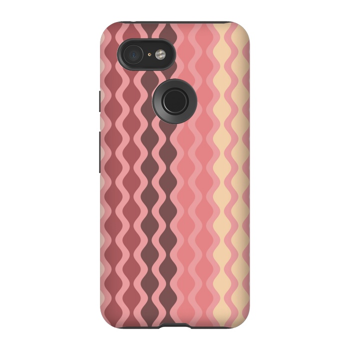 Pixel 3 StrongFit Falling Waves in Pink and Brown by Paula Ohreen