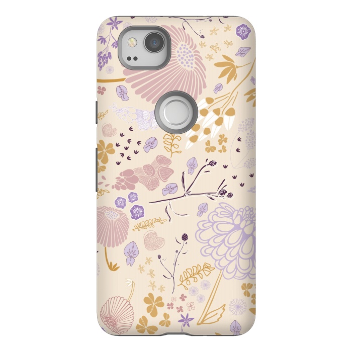 Pixel 2 StrongFit Field of Flowers in Pink, Purple and Mustard by Paula Ohreen