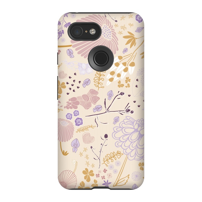 Pixel 3 StrongFit Field of Flowers in Pink, Purple and Mustard by Paula Ohreen