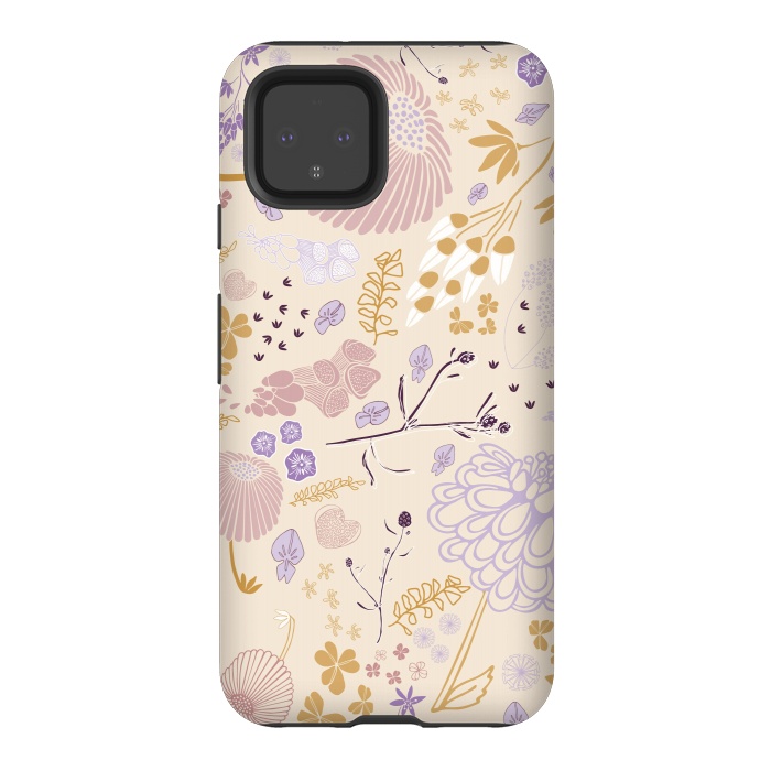 Pixel 4 StrongFit Field of Flowers in Pink, Purple and Mustard by Paula Ohreen