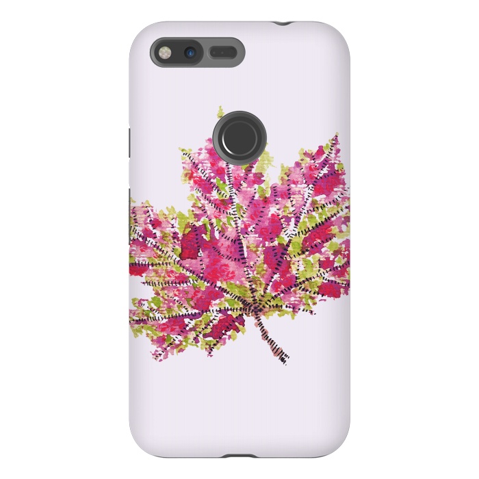 Pixel XL StrongFit Colorful Watercolor Autumn Leaf by Boriana Giormova
