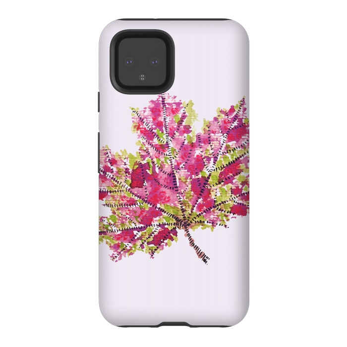Pixel 4 StrongFit Colorful Watercolor Autumn Leaf by Boriana Giormova