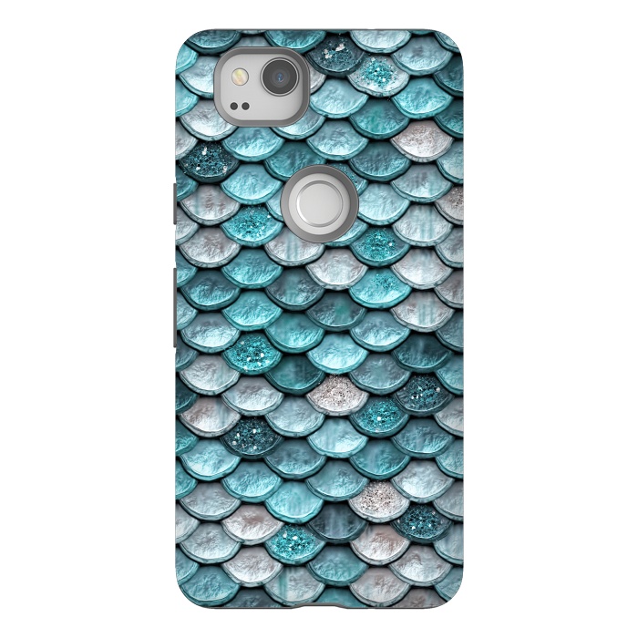 Pixel 2 StrongFit Silver and Blue Metal Glitter Mermaid Scales by  Utart