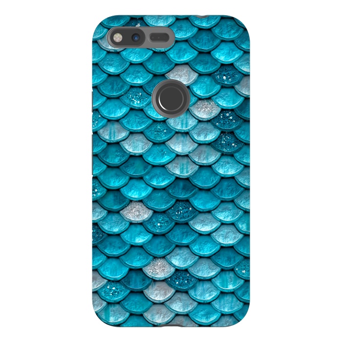 Pixel XL StrongFit Blue Metal Mermaid Glitter Scales by  Utart