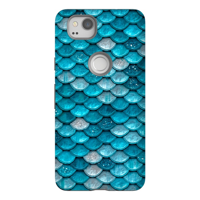 Pixel 2 StrongFit Blue Metal Mermaid Glitter Scales by  Utart
