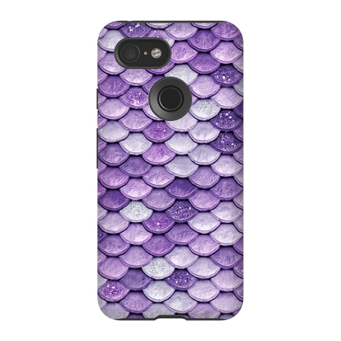 Pixel 3 StrongFit Purple Metal Glitter Mermaid Scales by  Utart