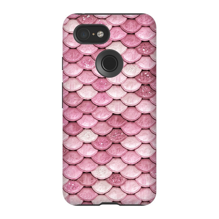 Pixel 3 StrongFit Pink Glitter Mermaid Scales by  Utart
