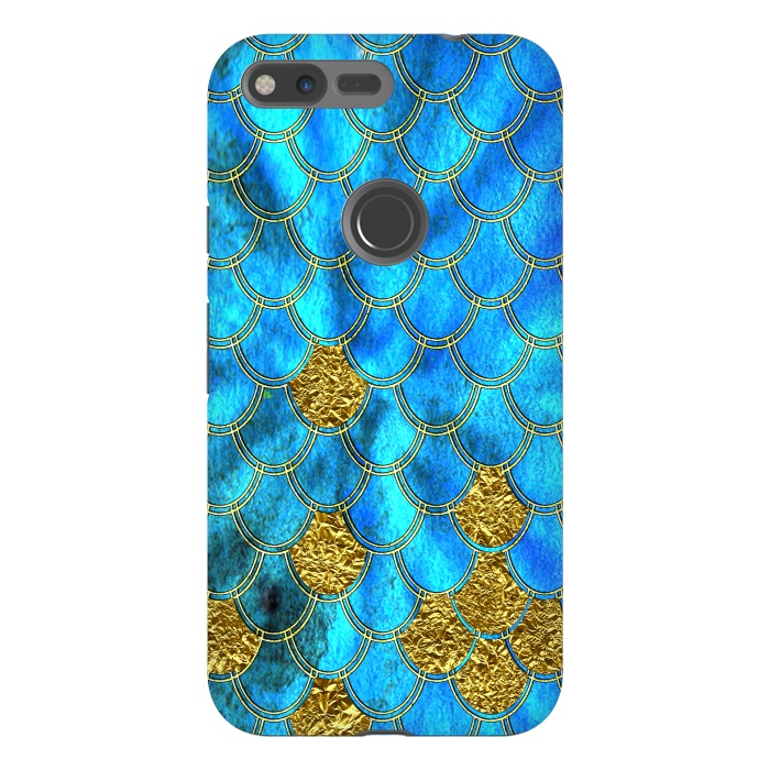 Pixel XL StrongFit Blue and Gold Glitter Metal Mermaid Scales by  Utart