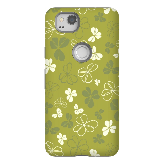 Pixel 2 StrongFit Lucky Clover in Green and White by Paula Ohreen
