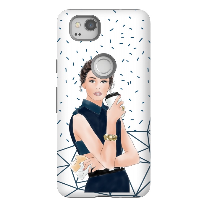 Pixel 2 StrongFit Fashion Girl with Coffee by DaDo ART
