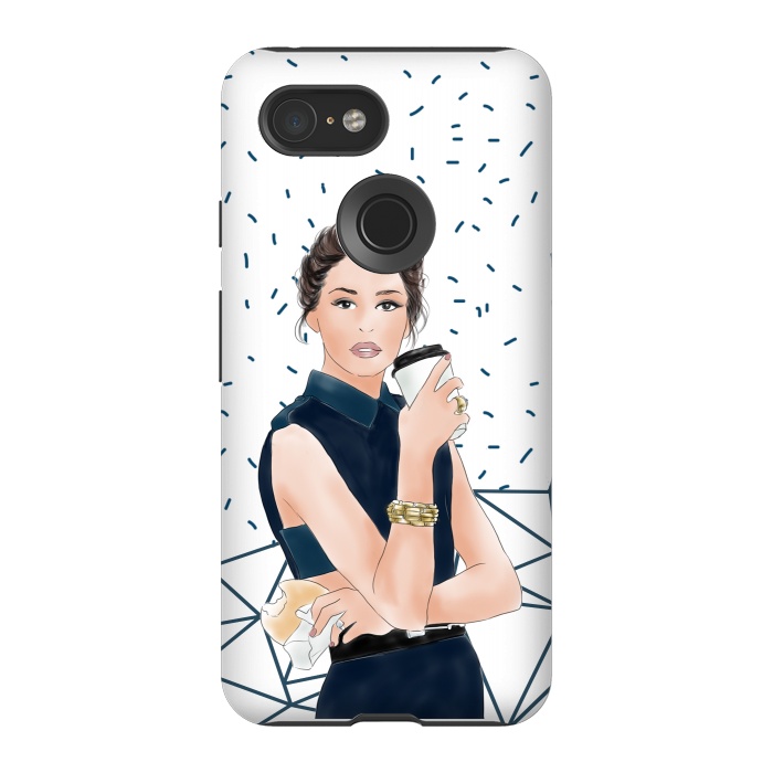 Pixel 3 StrongFit Fashion Girl with Coffee by DaDo ART
