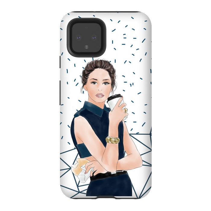 Pixel 4 StrongFit Fashion Girl with Coffee by DaDo ART